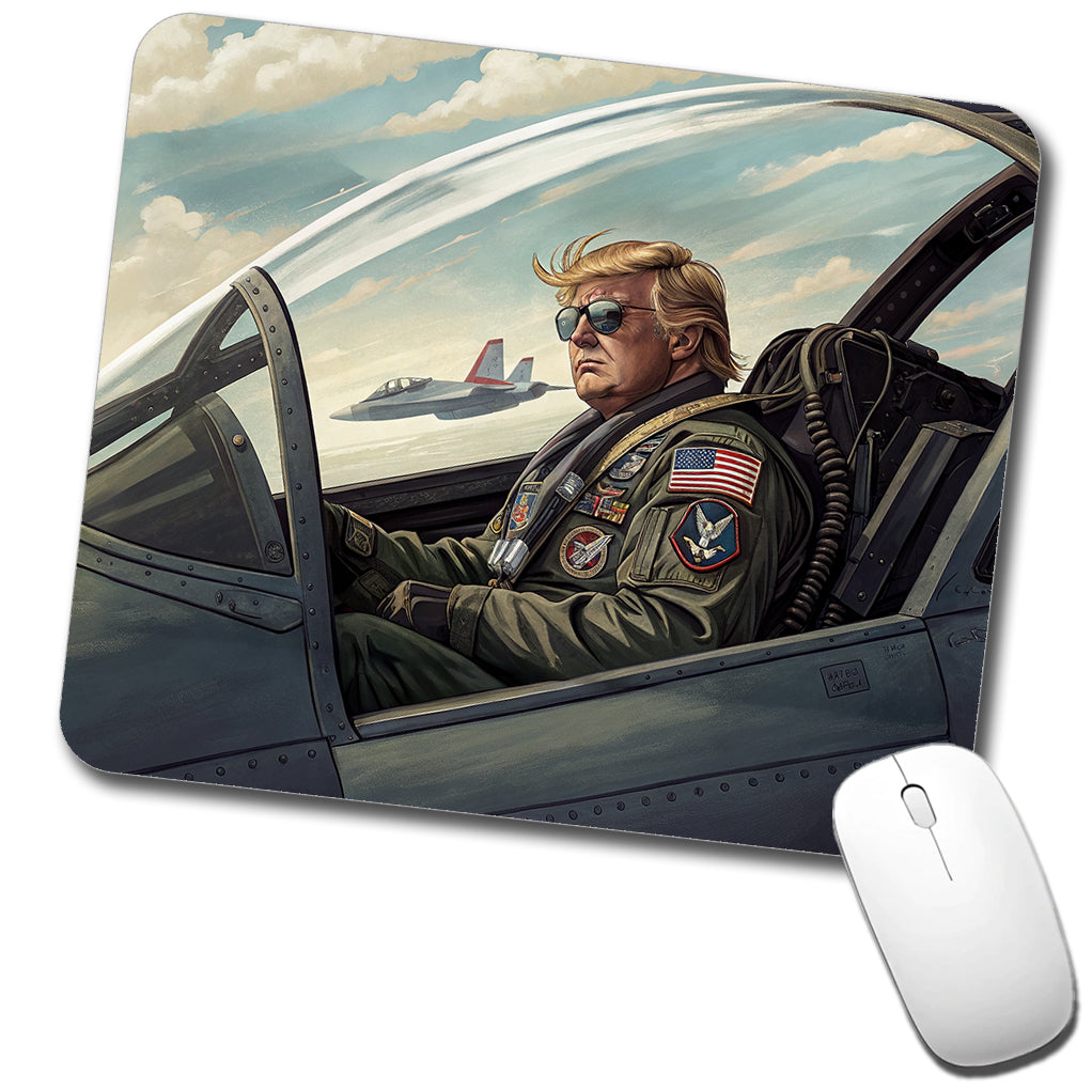 Donald Trump In Jet Fighter Funny Patriotic Low Profile Mouse Pad Mat