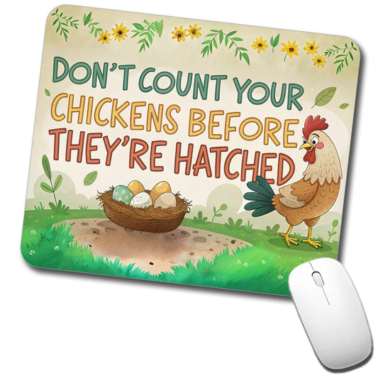 Don't Count Your Chickens Before They're Hatched Funny Saying Low Profile Mouse Pad Mat