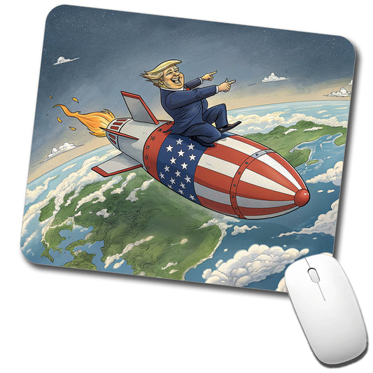Funny Donald Trump Riding American Flag Missile Low Profile Mouse Pad Mat