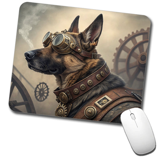 German Shepherd Dog Steampunk Low Profile Mouse Pad Mat