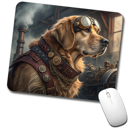 Golden Retriever Dog Steampunk Low Profile Mouse Pad Mat