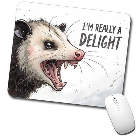 I'm Really a Delight Funny Angry Opossum Low Profile Mouse Pad Mat