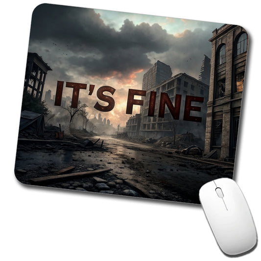 It's Fine Apocalypse End of the World Funny Low Profile Mouse Pad Mat