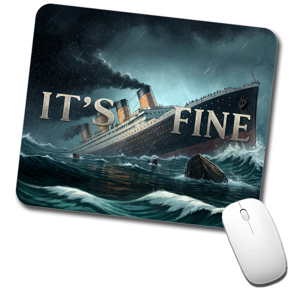 It's Fine Titanic Sinking Funny Low Profile Mouse Pad Mat
