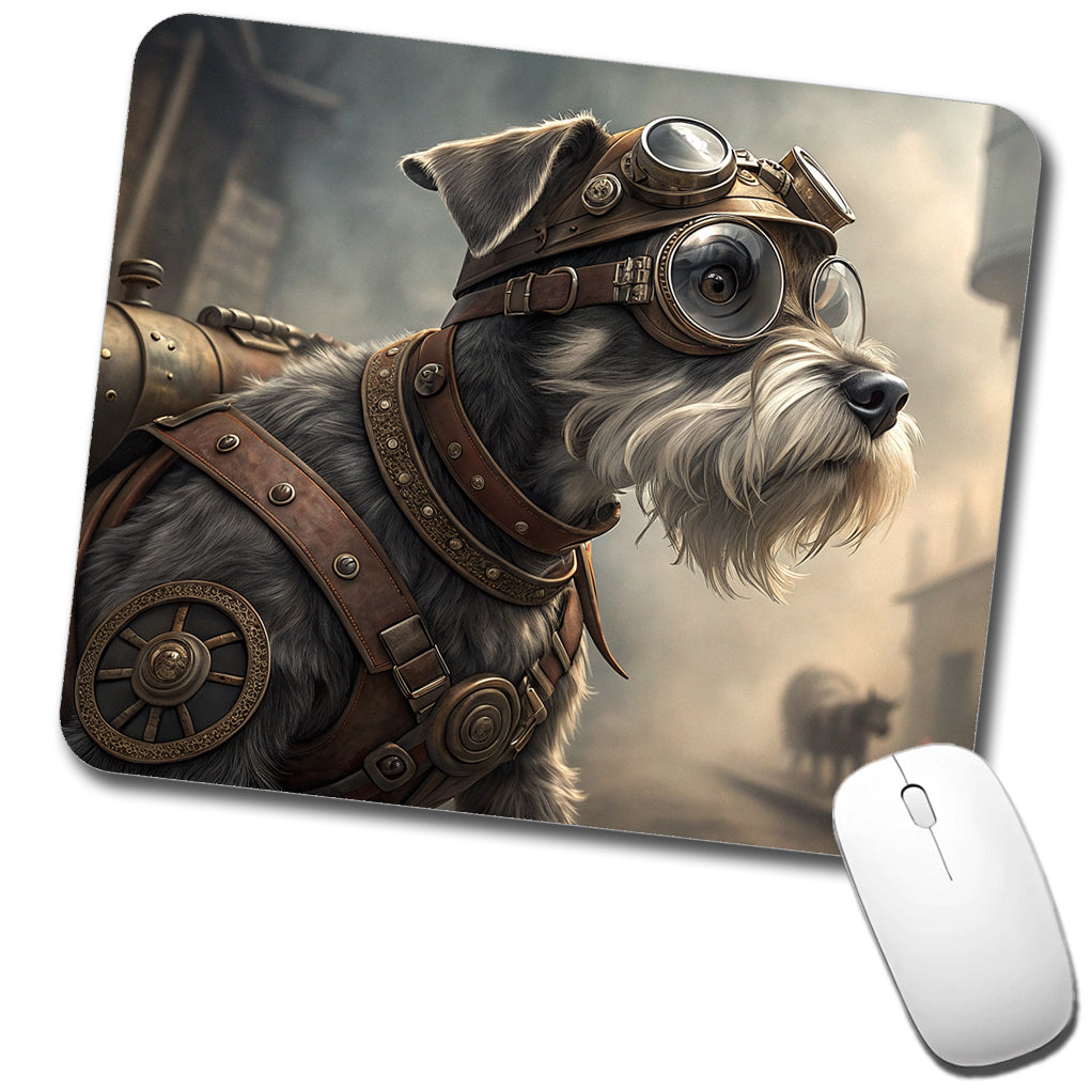 Miniature Schnauzer Dog Steampunk Low Profile Mouse Pad Mat