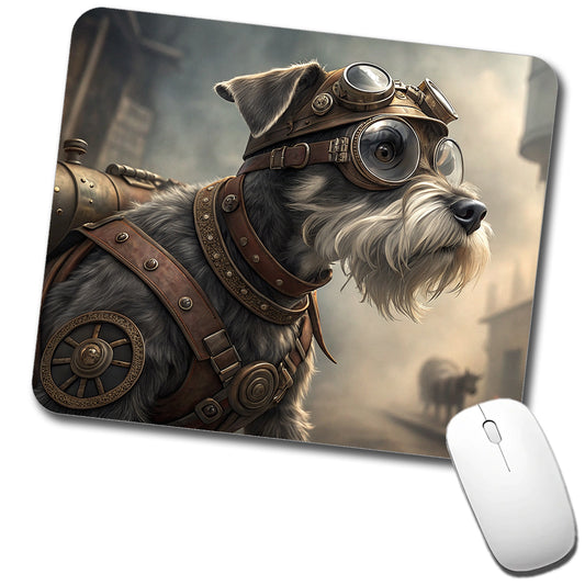 Miniature Schnauzer Dog Steampunk Low Profile Mouse Pad Mat