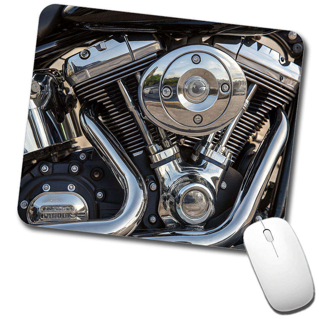 Motorcycle Chrome Engine Close-up Low Profile Mouse Pad Mat