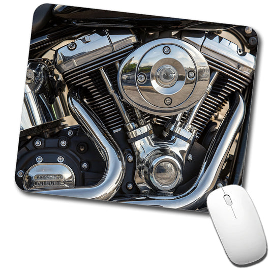 Motorcycle Chrome Engine Close-up Low Profile Mouse Pad Mat