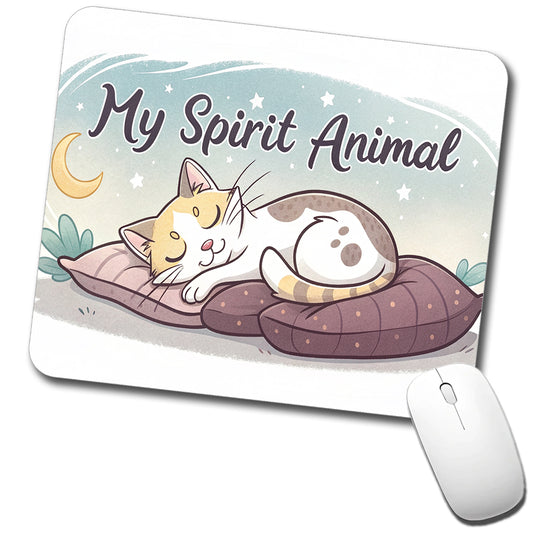 My Spirit Animal Sleeping Cat Funny Low Profile Mouse Pad Mat