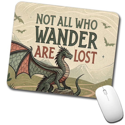 Not All Who Wander Are Lost Vintage Fantasy Illustration Low Profile Mouse Pad Mat