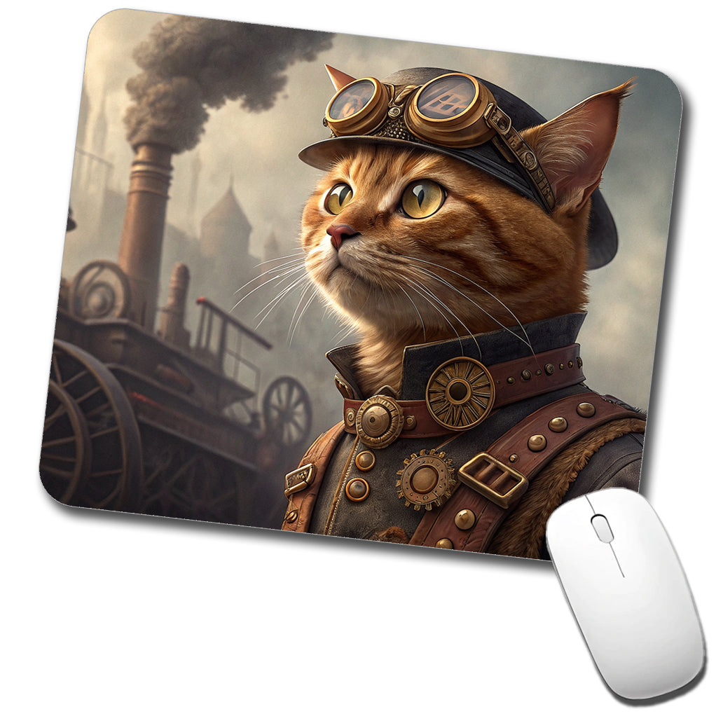 Orange Tabby Cat Steampunk Low Profile Mouse Pad Mat