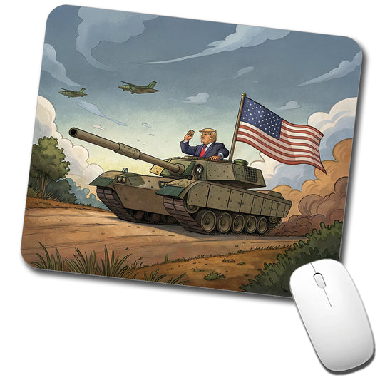 Patriotic Donald Trump Driving M1 Abrams Tank Funny Low Profile Mouse Pad Mat