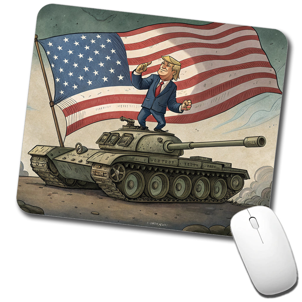 Patriotic Donald Trump Standing On Tank Funny Low Profile Mouse Pad Mat
