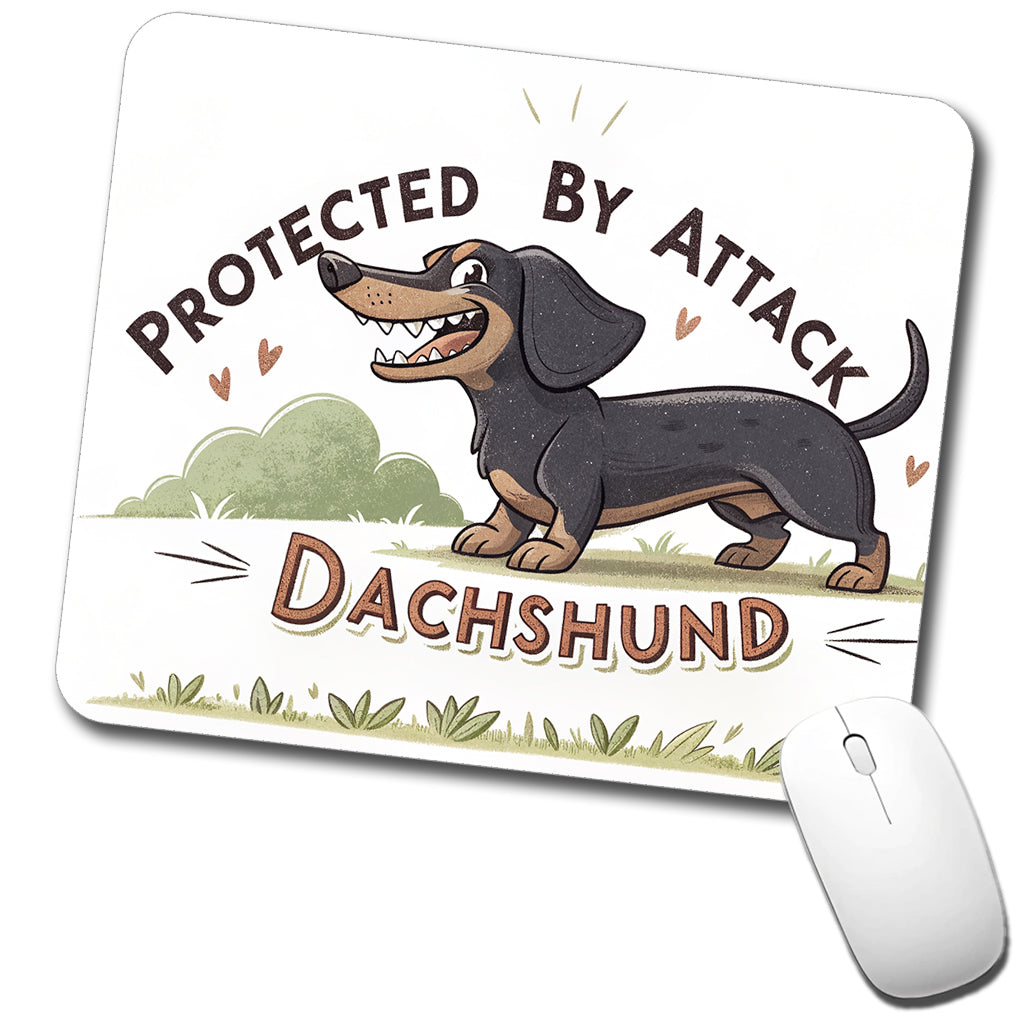 Protected By Attack Dachshund Funny Low Profile Mouse Pad Mat