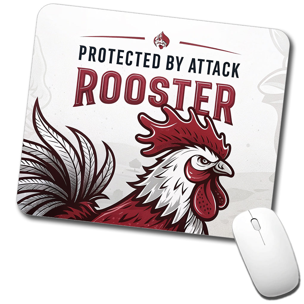 Protected By Attack Rooster Low Profile Mouse Pad Mat