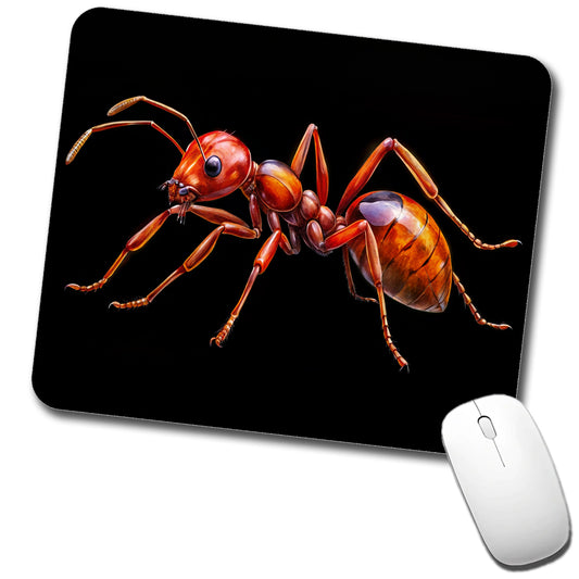 Red Fire Ant Watercolor Black Background Low Profile Mouse Pad Mat