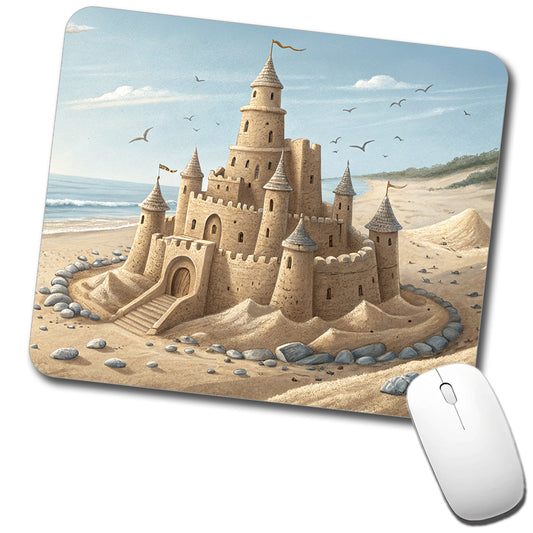 Sandcastle On Beach Low Profile Mouse Pad Mat