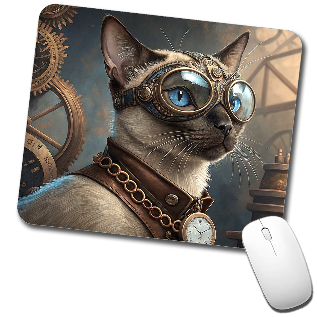 Siamese Cat Steampunk Low Profile Mouse Pad Mat