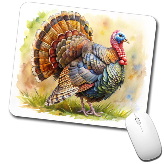 Tom Gobbler Male Turkey Watercolor Low Profile Mouse Pad Mat