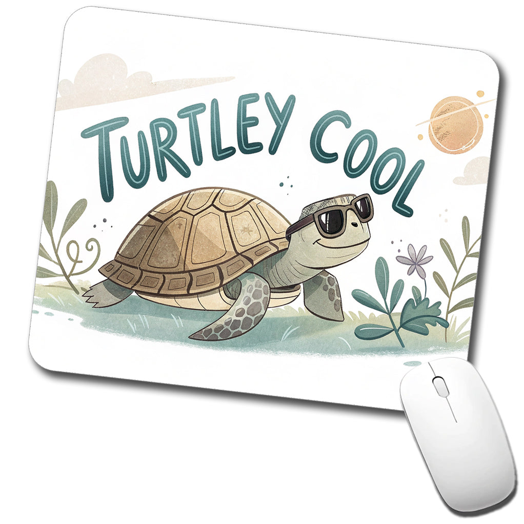 Turtley Cool Turtle Wearing Sunglasses Totally Low Profile Mouse Pad Mat