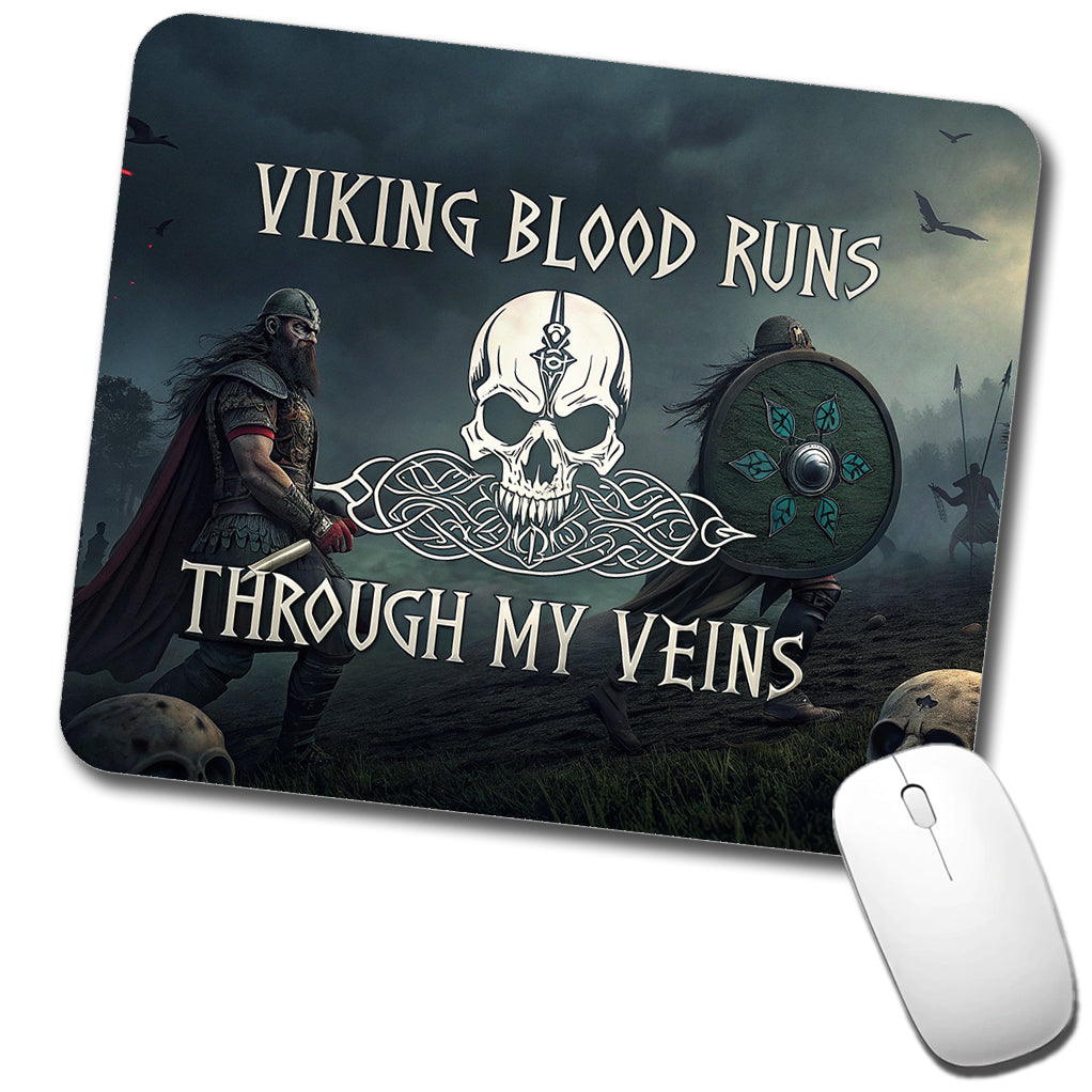 Viking Blood Runs Through My Veins Norse Scandinavian Low Profile Mouse Pad Mat