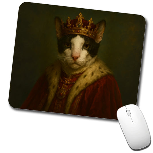 Vintage Cat King Fantasy Painting Low Profile Mouse Pad Mat