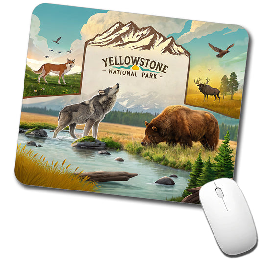 Yellowstone National Park Animals Low Profile Mouse Pad Mat
