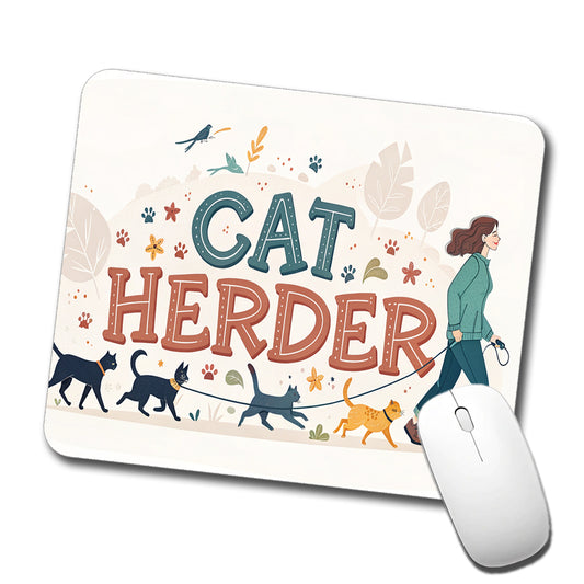 Cat Herder Herding Funny Low Profile Mouse Pad Mat