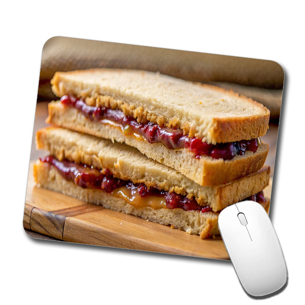 Close-up of a PB&J Peanut Butter And Jelly Sandwich Low Profile Mouse Pad Mat
