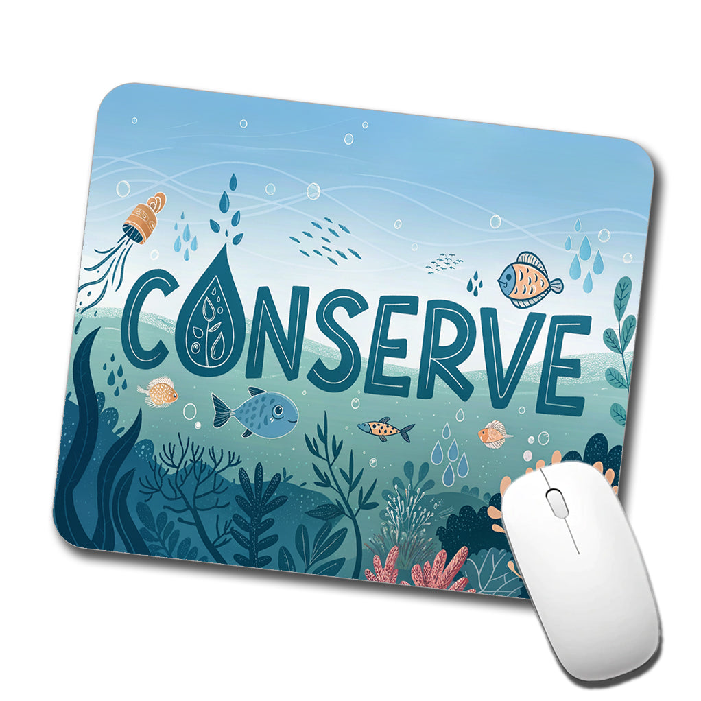 Conserve Water Fish Conservation Theme Low Profile Mouse Pad Mat