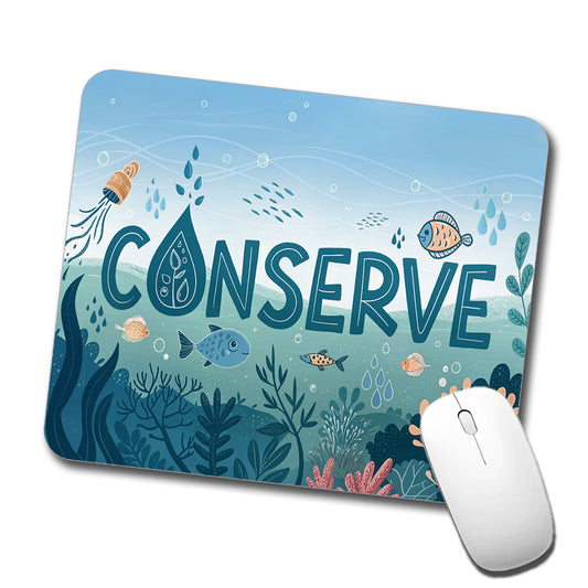Conserve Water Fish Conservation Theme Low Profile Mouse Pad Mat