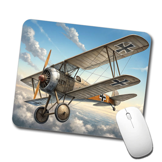 German WWI Biplane In Flight Low Profile Mouse Pad Mat