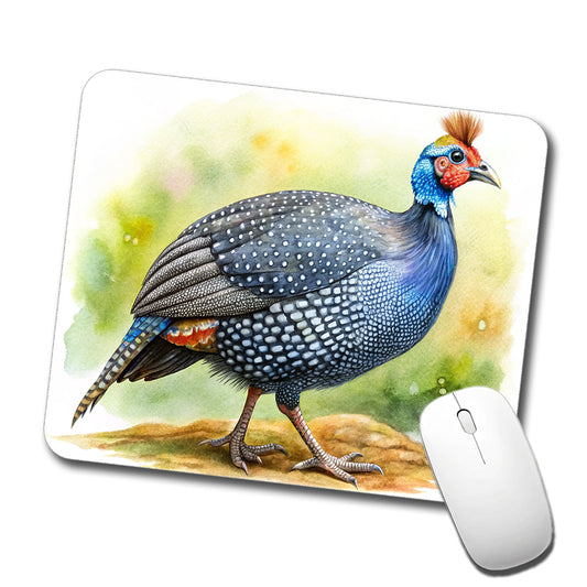 Guinea Fowl Colorful Watercolor Low Profile Mouse Pad Mat