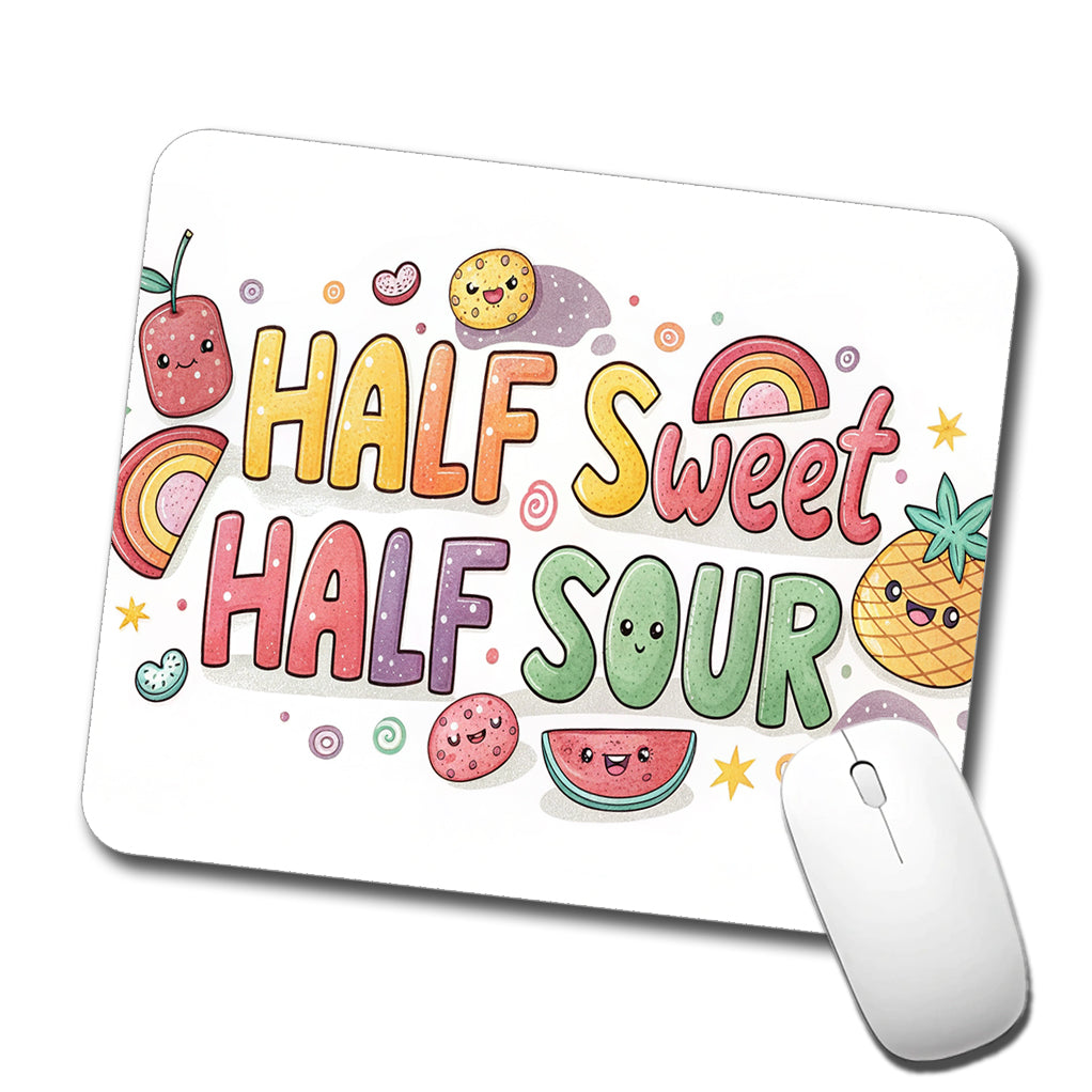 Half Sweet Half Sour Funny Candy Low Profile Mouse Pad Mat