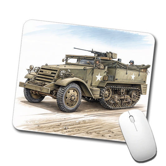 M3 Half-Track WWII Armored Personnel Carrier Low Profile Mouse Pad Mat