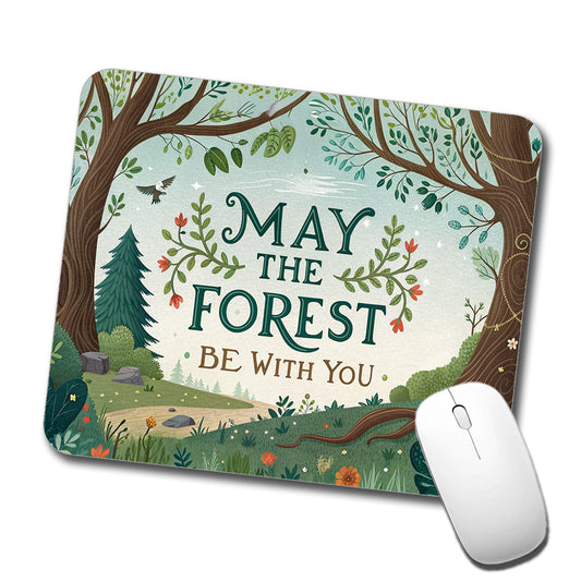 May The Forest Be With You Funny Hiking Camping Low Profile Mouse Pad Mat