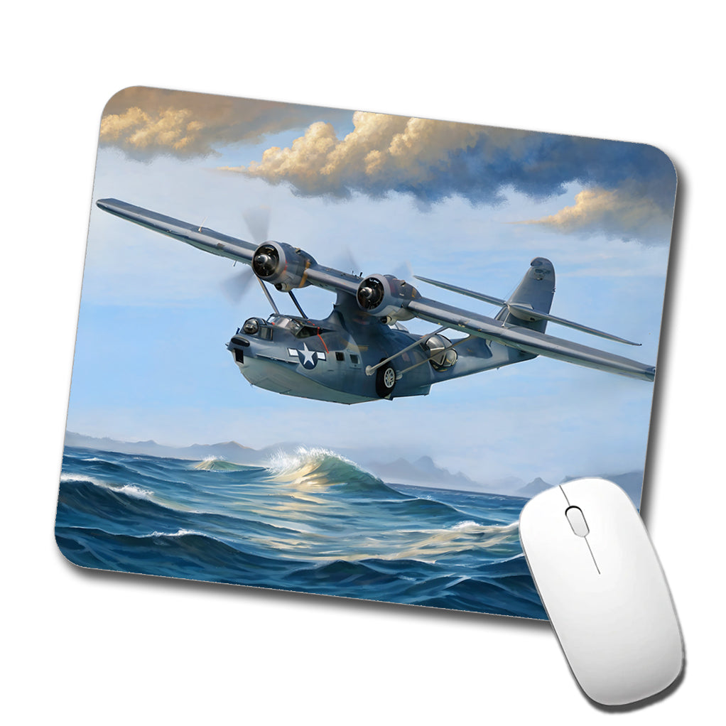 PBY Catalina Seaplane United States Navy Search Rescue WWII Low Profile Mouse Pad Mat
