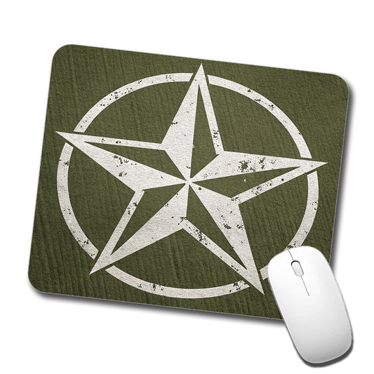 Rustic White Military Army Compass Star Low Profile Mouse Pad Mat