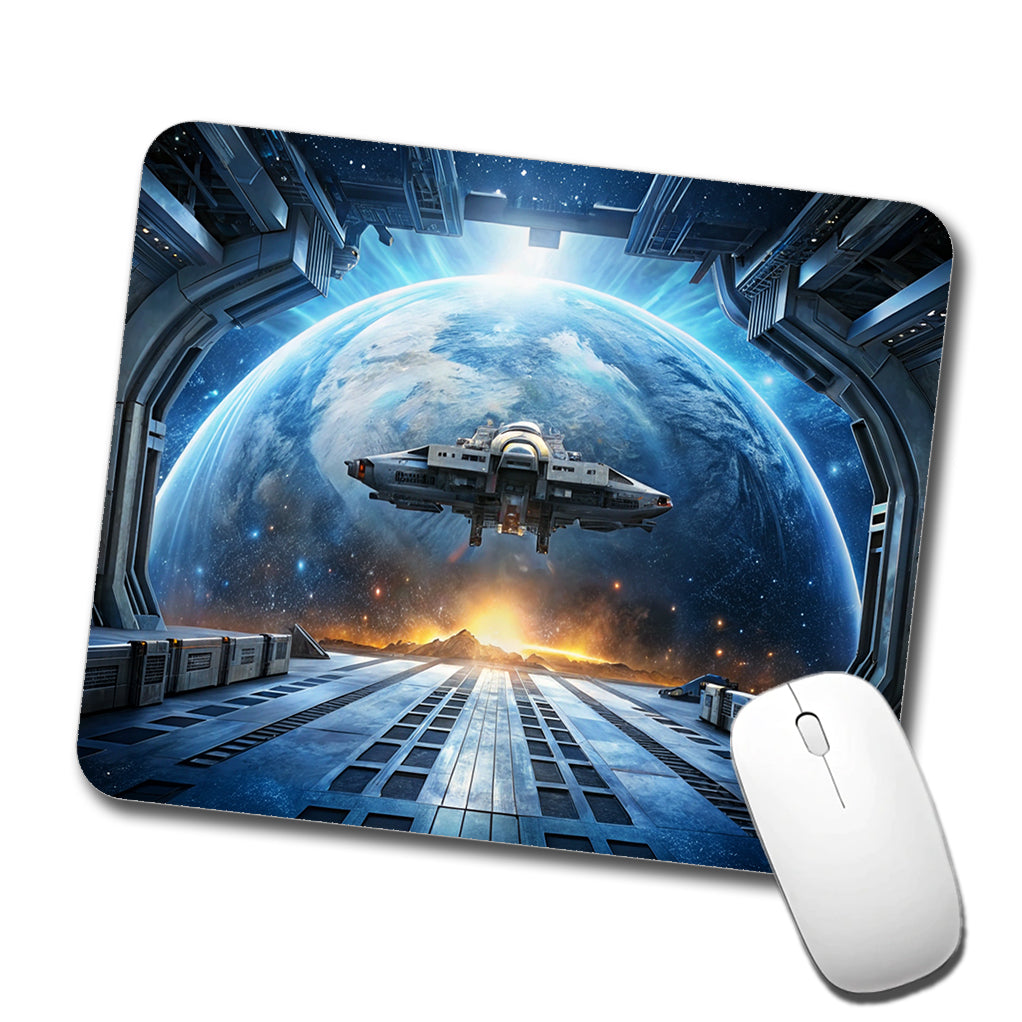 Spaceship Entering Station Spacedock Low Profile Mouse Pad Mat