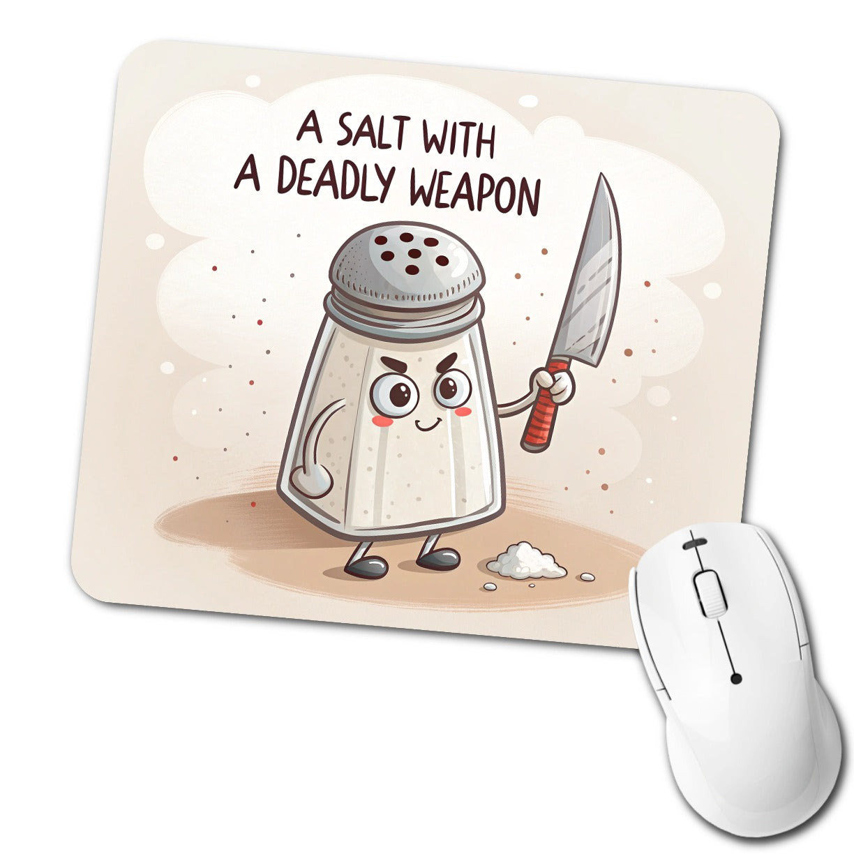A Salt Shaker With A Deadly Weapon Funny Low Profile Mouse Pad Mat