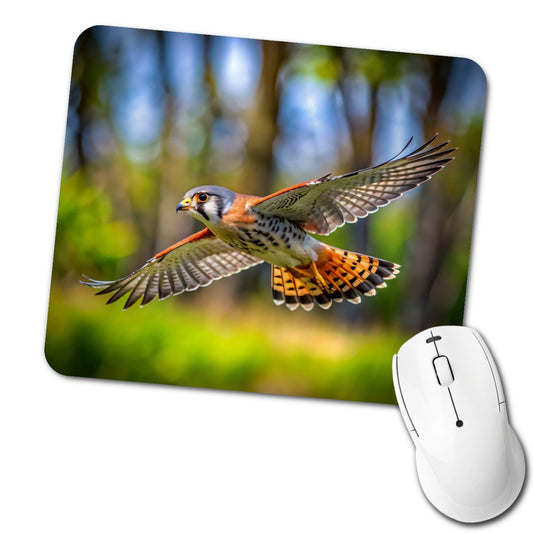 American Kestrel Raptor in Flight Low Profile Mouse Pad Mat