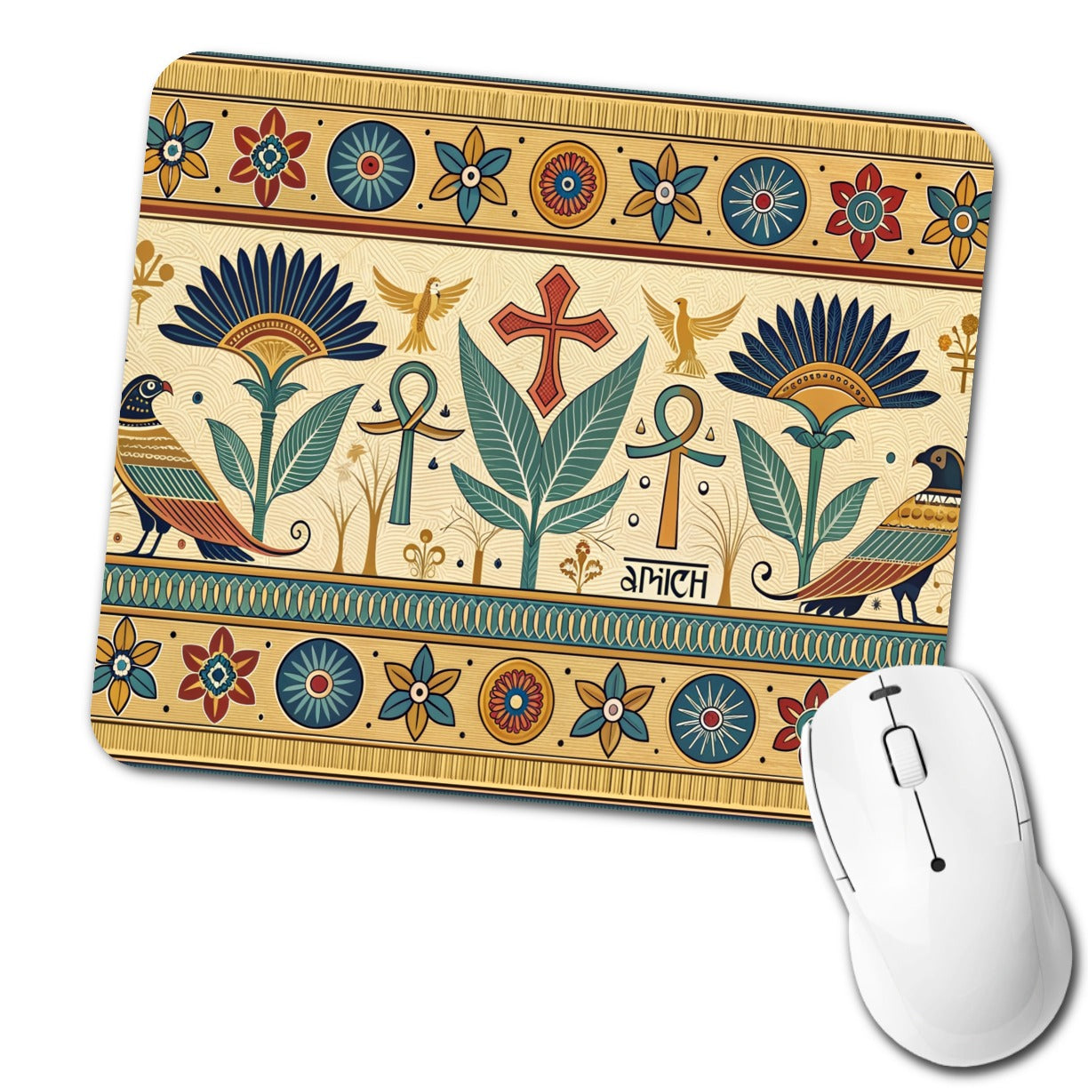 Ancient Egyptian Pattern Ankh Low Profile Mouse Pad Mat