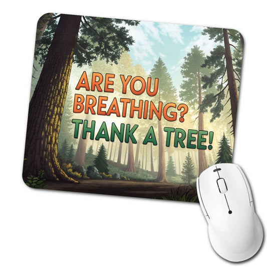 Are You Breathing Thank A Tree Ecology Conservation Low Profile Mouse Pad Mat