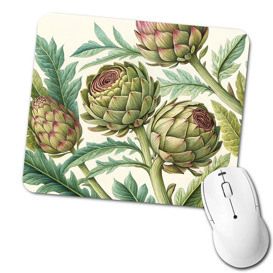 Artichoke Illustration Pattern Low Profile Mouse Pad Mat