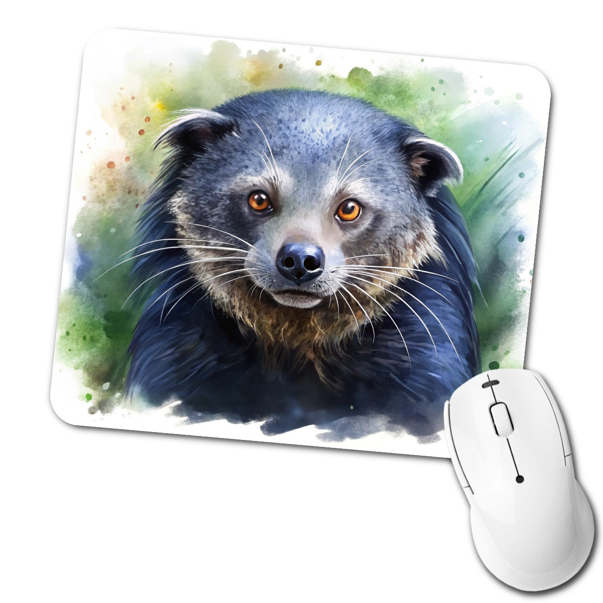 Binturong Bearcat Watercolor Style Low Profile Mouse Pad Mat