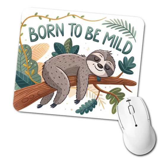Born To Be Mild Sleeping Sloth Low Profile Mouse Pad Mat