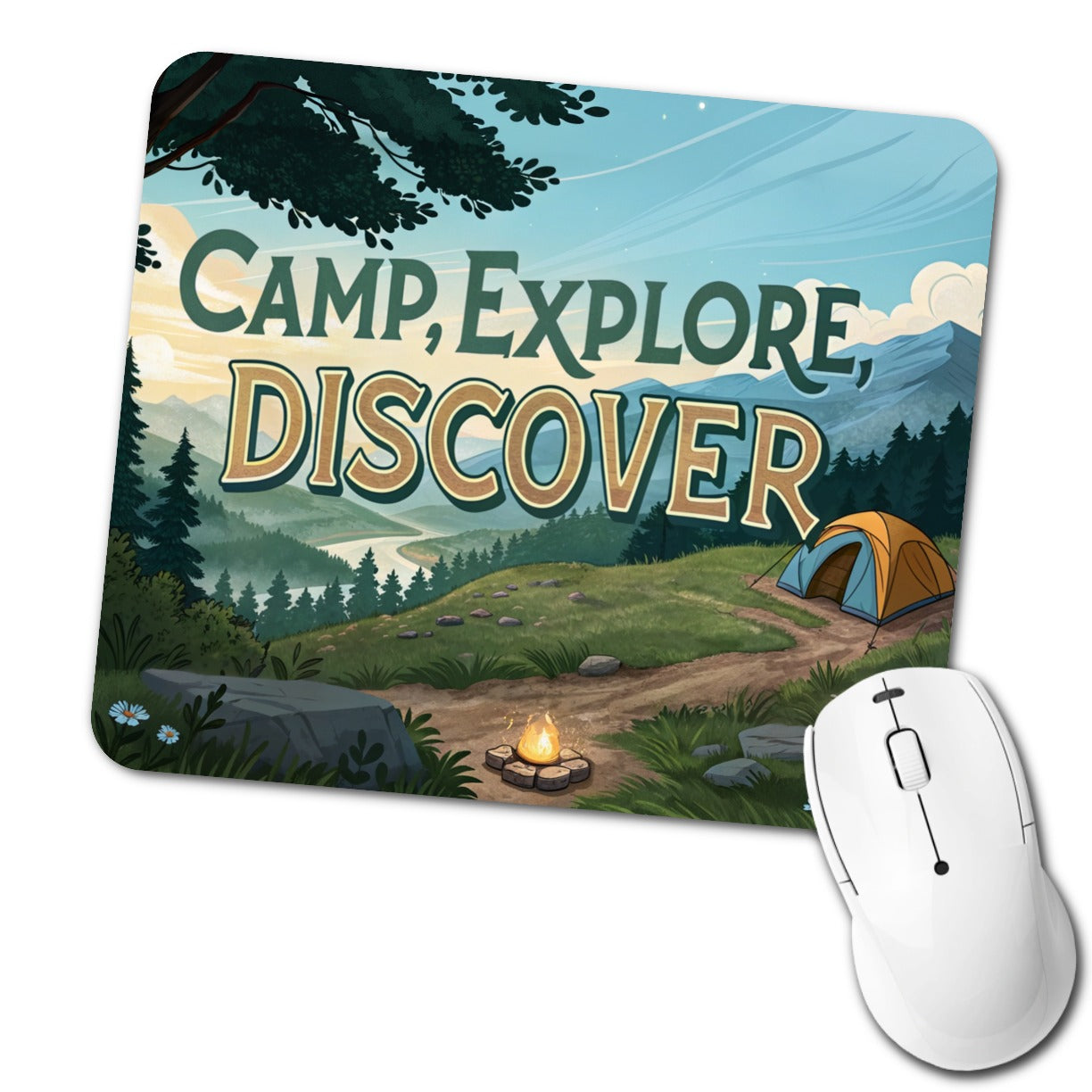 Camp Explore Discover Hiking Camping Low Profile Mouse Pad Mat