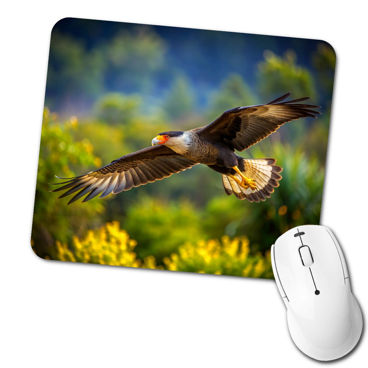 Caracara Raptor in Flight Low Profile Mouse Pad Mat