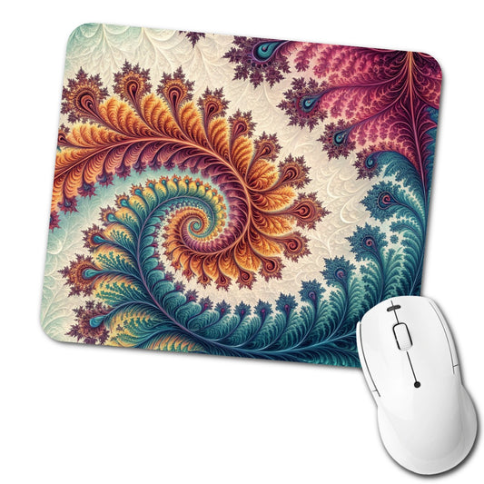 Crazy Swirl Fractal Art Pattern Low Profile Mouse Pad Mat