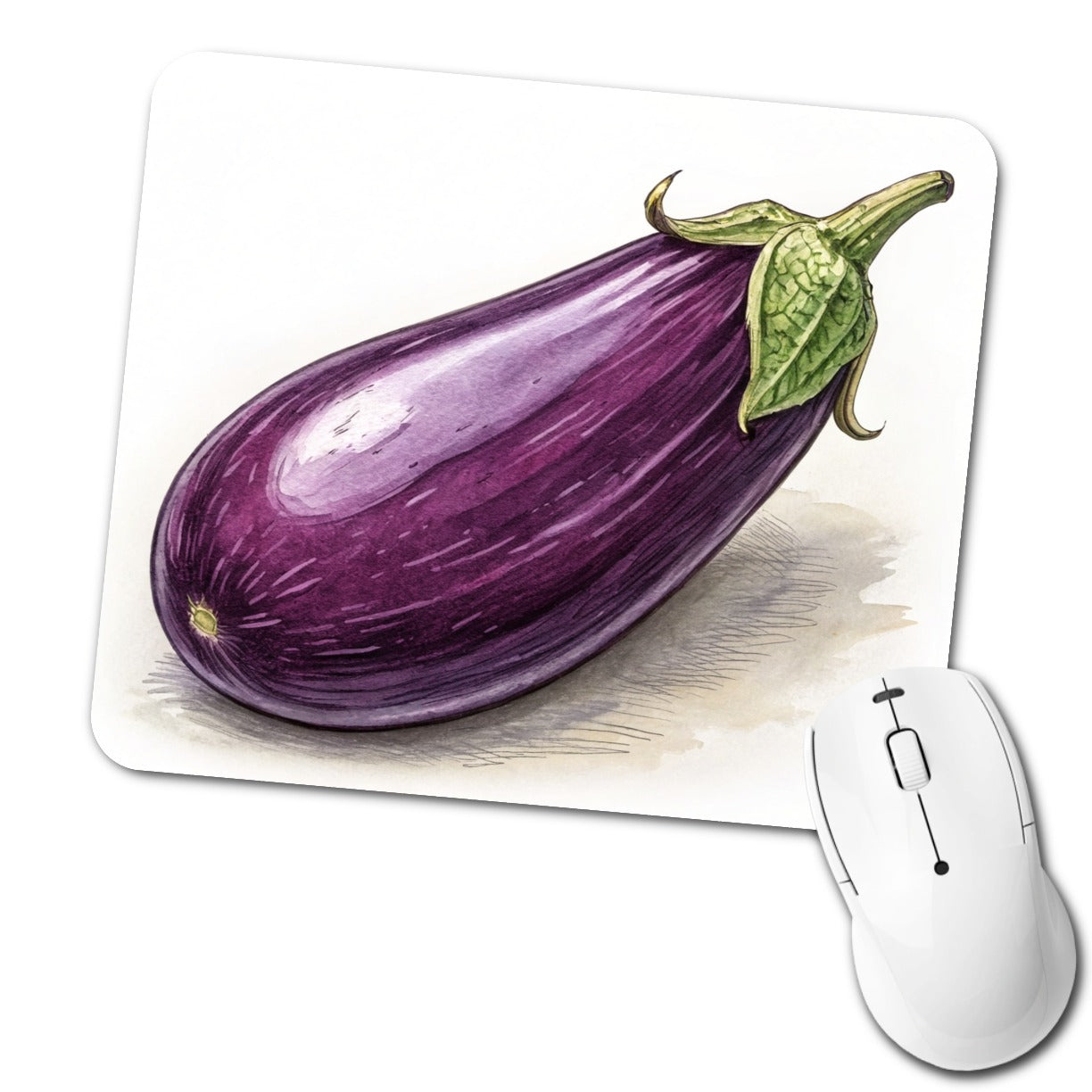 Eggplant Illustration Low Profile Mouse Pad Mat